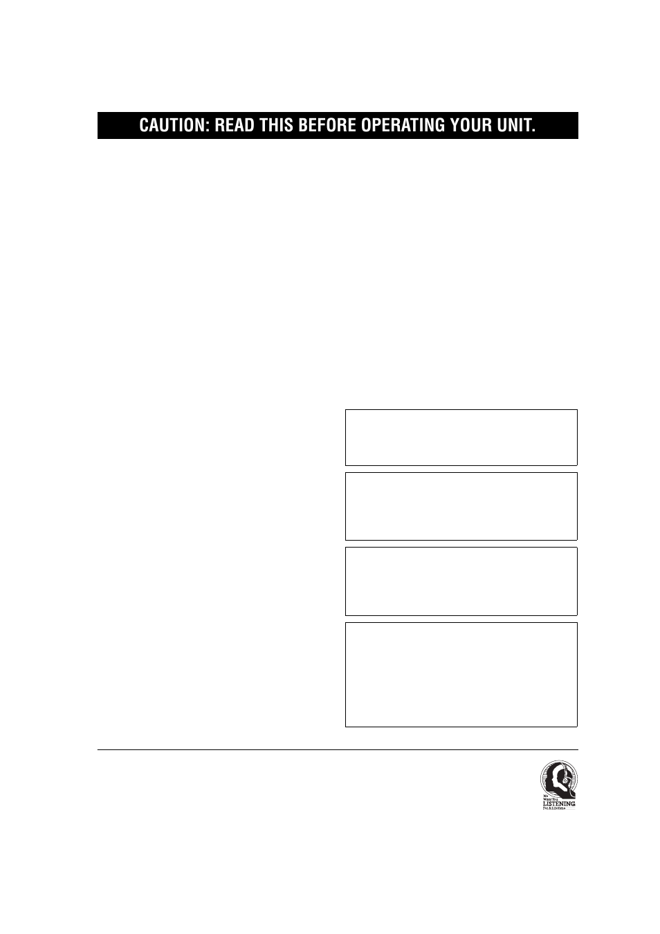 Caution: read this before operating your unit, We want you listening for a lifetime | Yamaha RX-V457 User Manual | Page 4 / 88