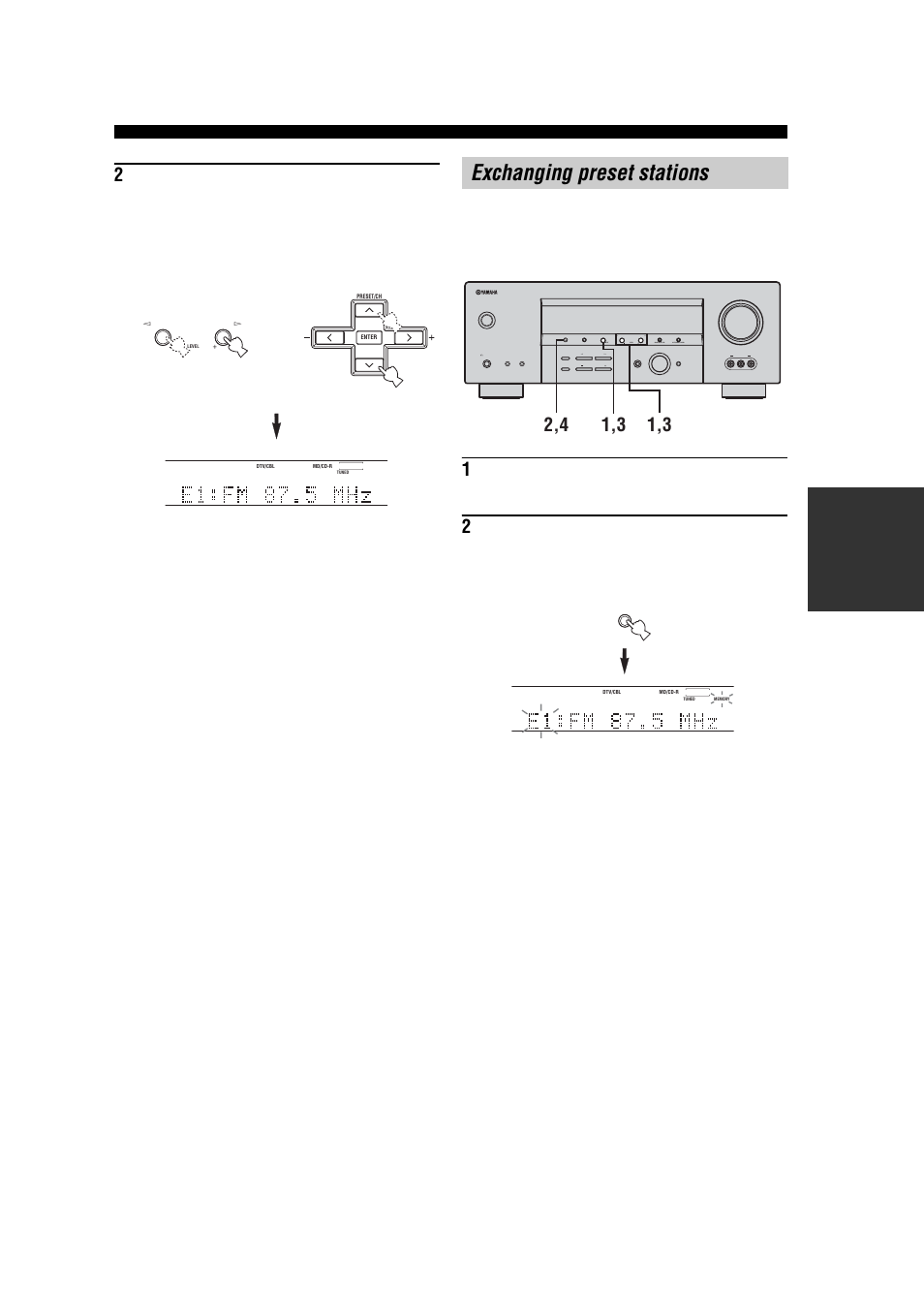 Exchanging preset stations | Yamaha RX-V457 User Manual | Page 41 / 88