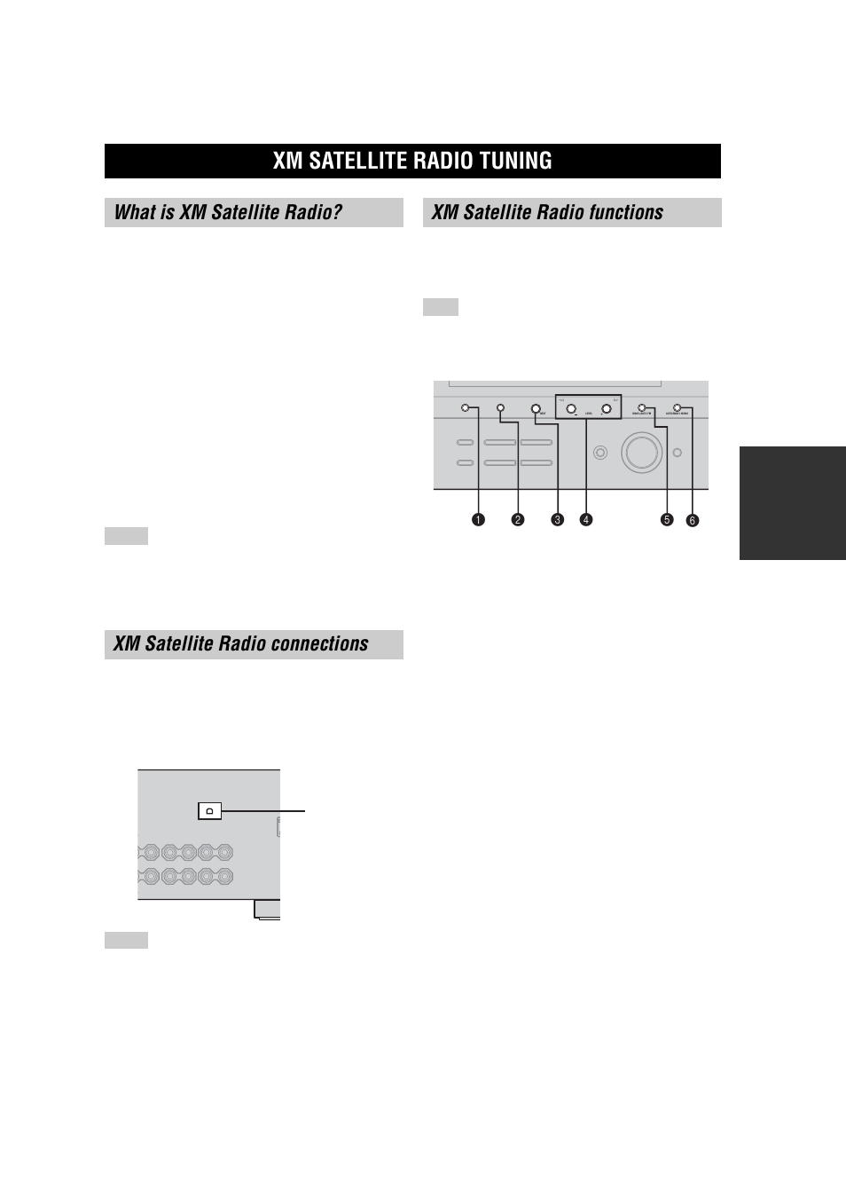 Xm satellite radio tuning, What is xm satellite radio, Xm satellite radio connections | Xm satellite radio functions | Yamaha RX-V457 User Manual | Page 43 / 88