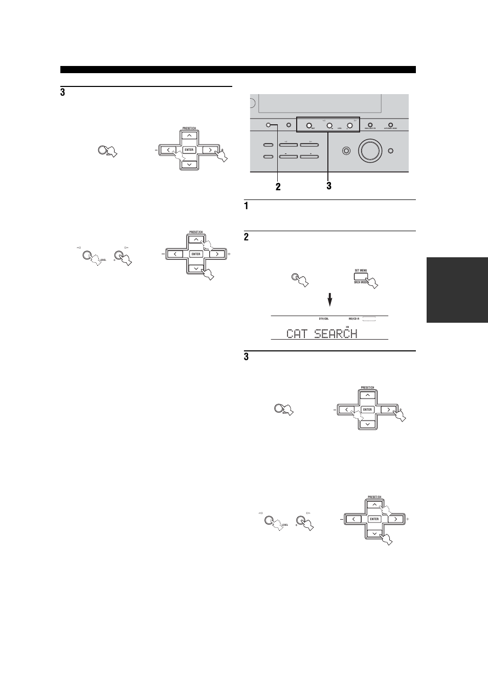 Cat search, Category search mode, Ba s ic opera t ion | Yamaha RX-V457 User Manual | Page 47 / 88