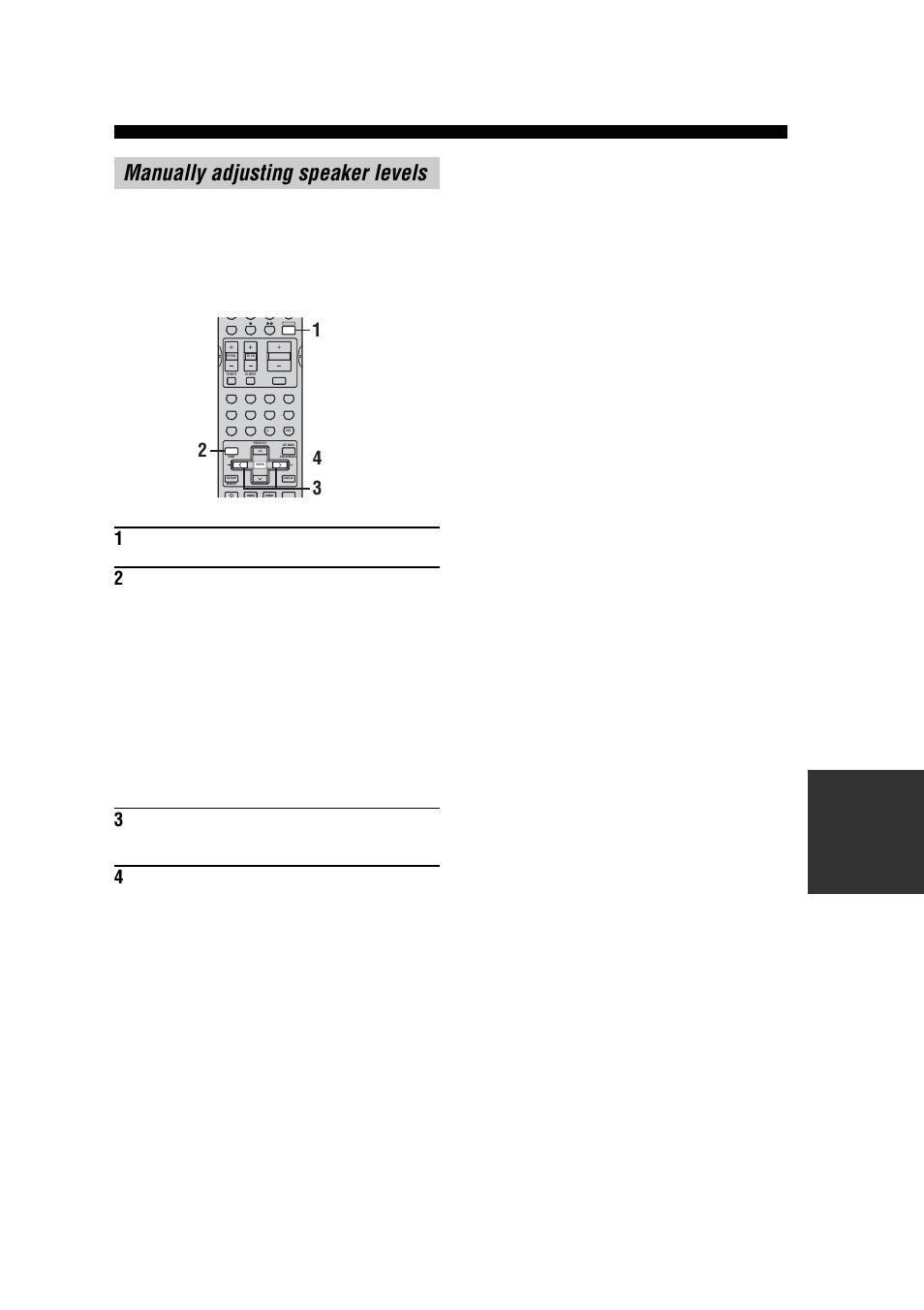 Manually adjusting speaker levels, Press amp | Yamaha RX-V457 User Manual | Page 57 / 88