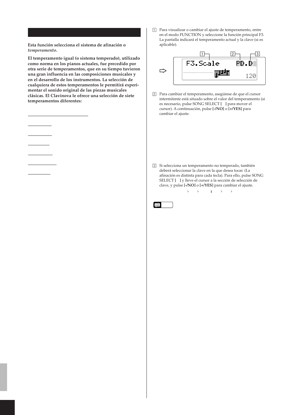 F3.scale (selección de temperamento) | Yamaha CLP-811 User Manual | Page 31 / 71