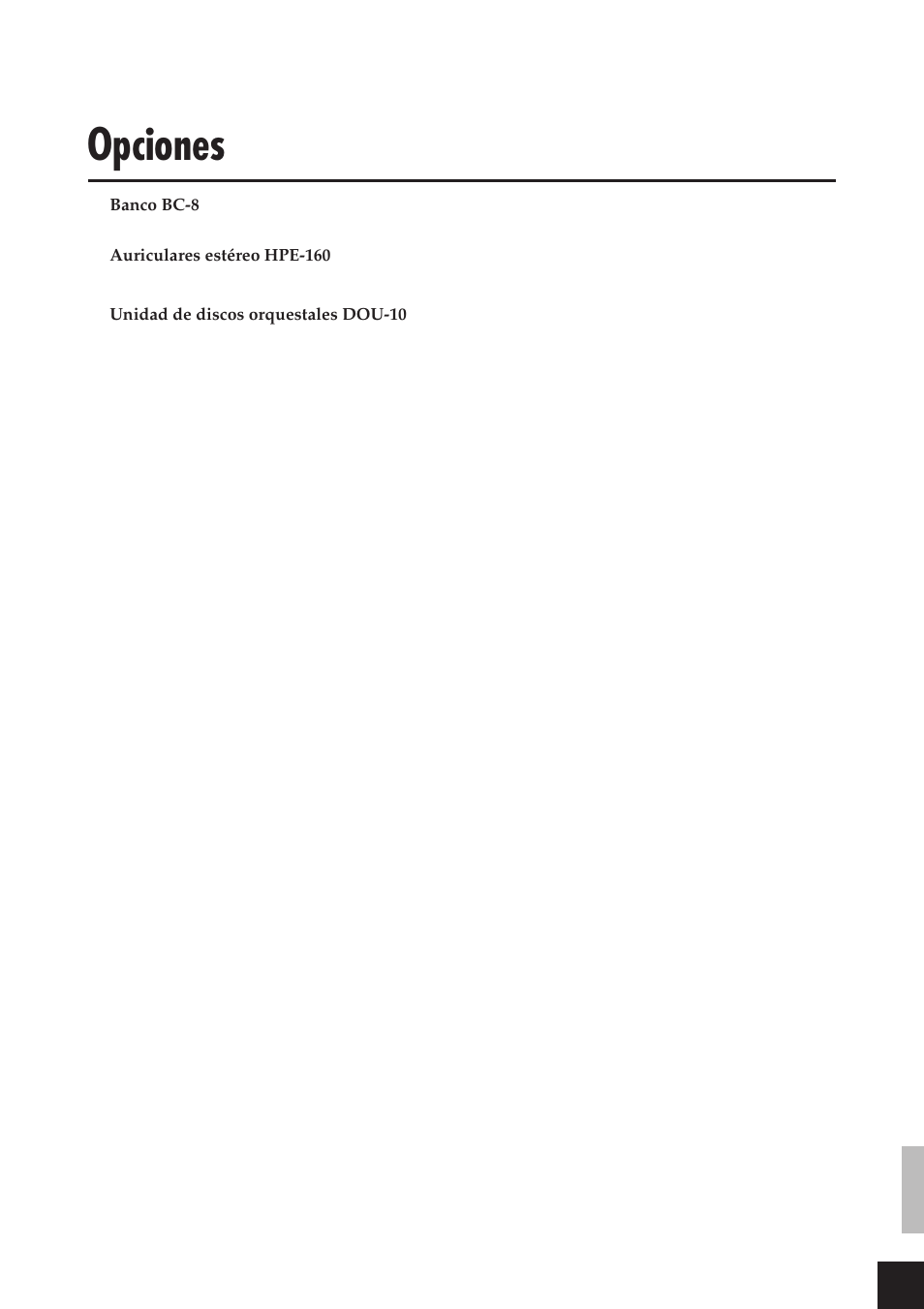 Opciones | Yamaha CLP-811 User Manual | Page 46 / 71