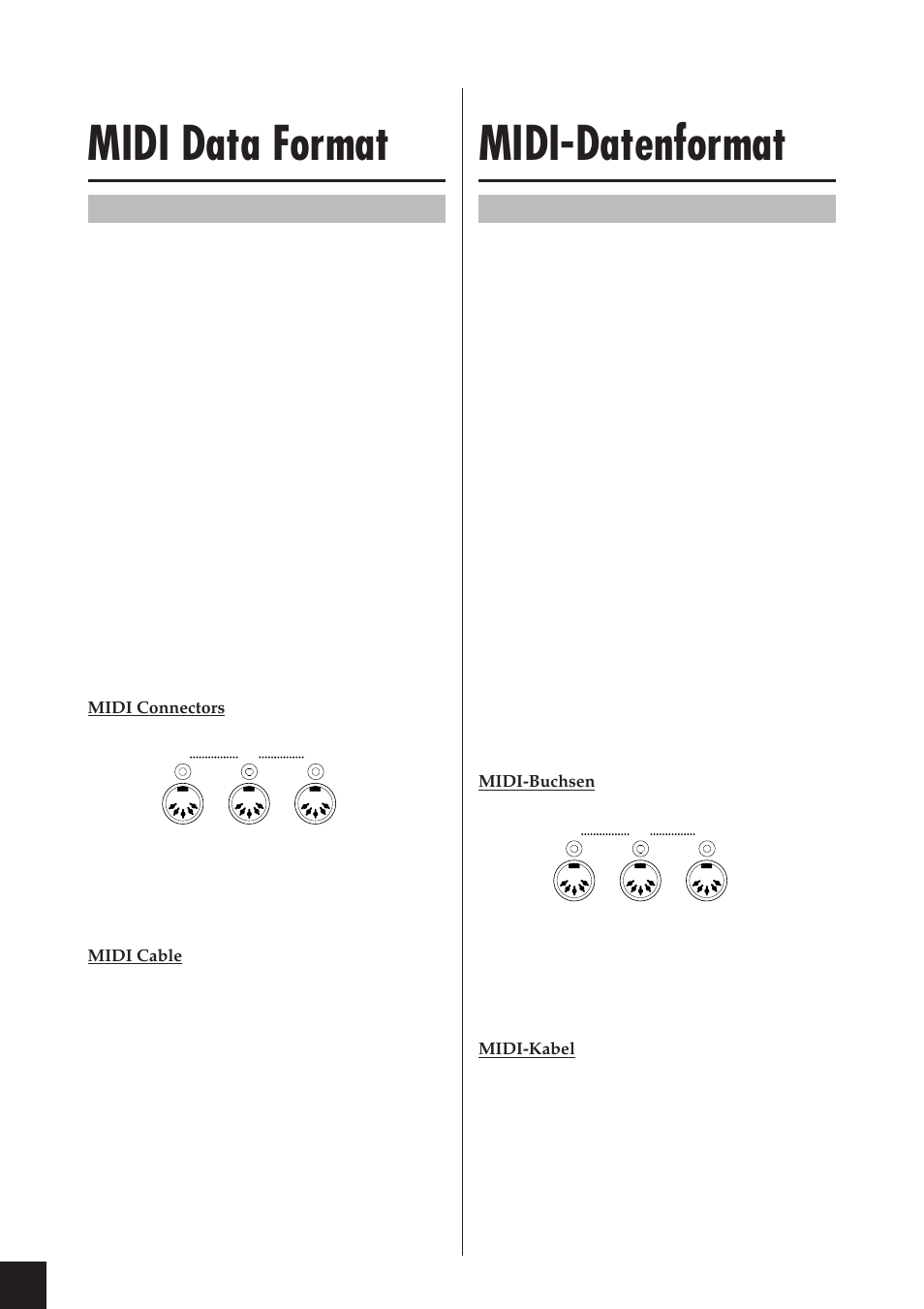 Midi data format, Midi-datenformat, Introduction to midi | Einführung zu midi | Yamaha CLP-811 User Manual | Page 51 / 71