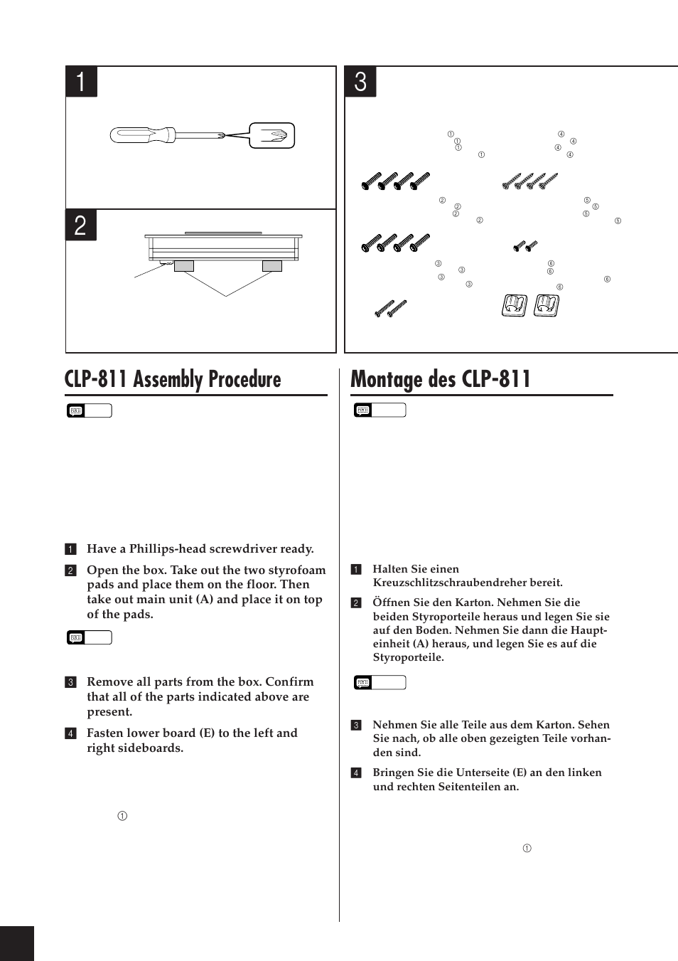 Clp-811 assembly procedure, Montage des clp-811 | Yamaha CLP-811 User Manual | Page 57 / 71