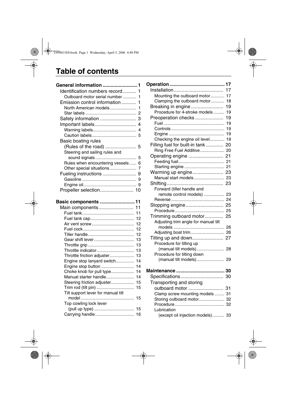 Yamaha F25 User Manual | Page 4 / 66