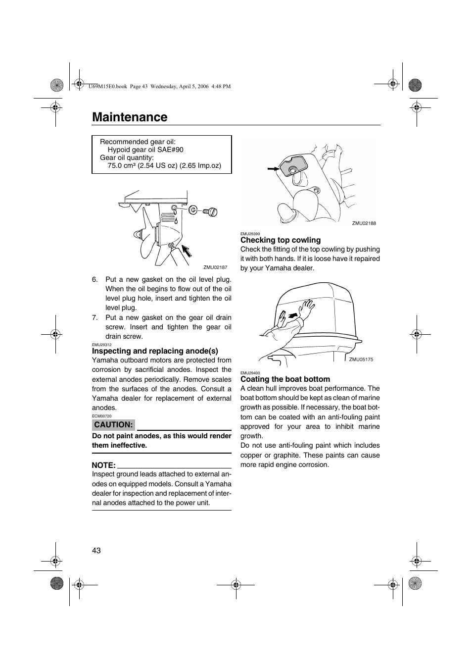 Maintenance | Yamaha F25 User Manual | Page 48 / 66