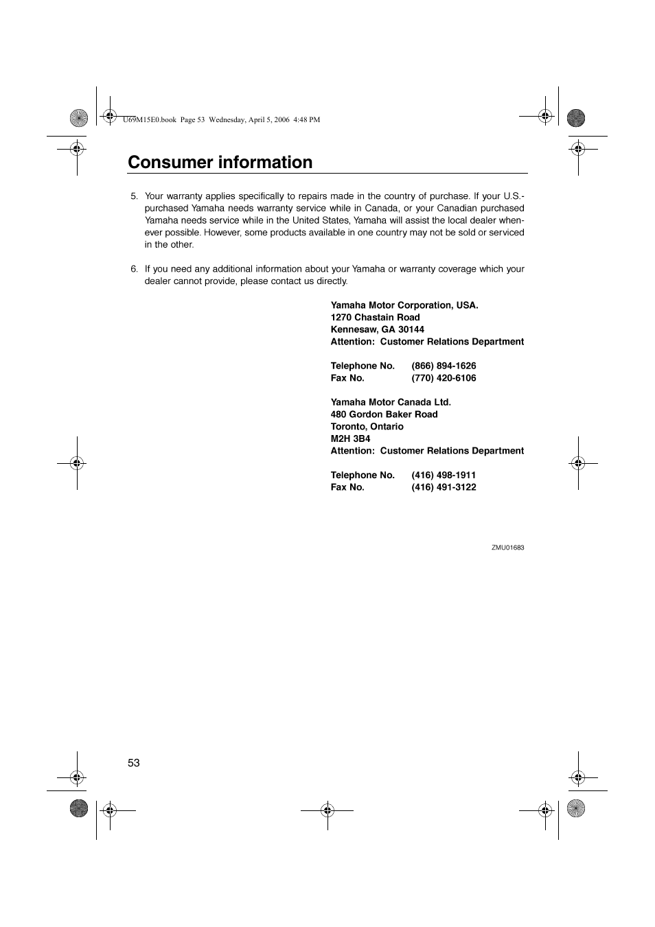 Consumer information | Yamaha F25 User Manual | Page 58 / 66