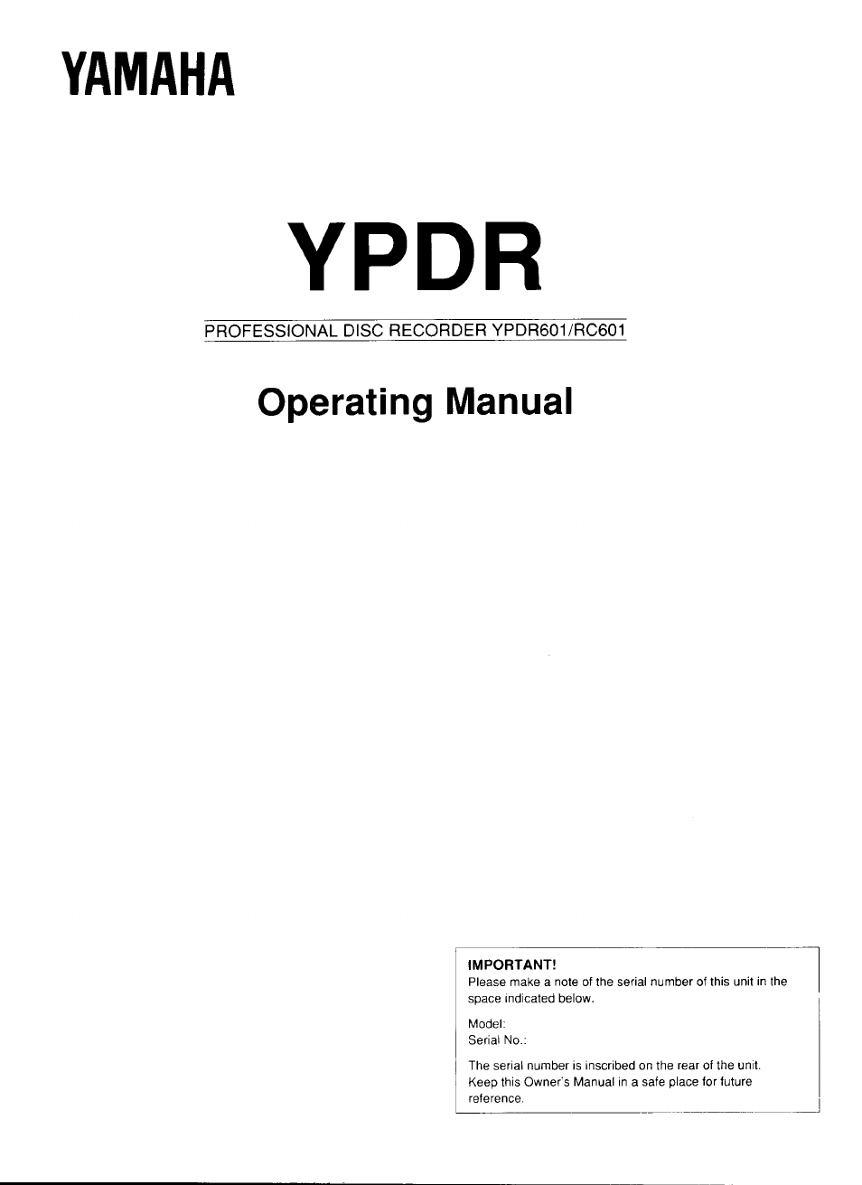 Yamaha YPDR601 User Manual | 42 pages