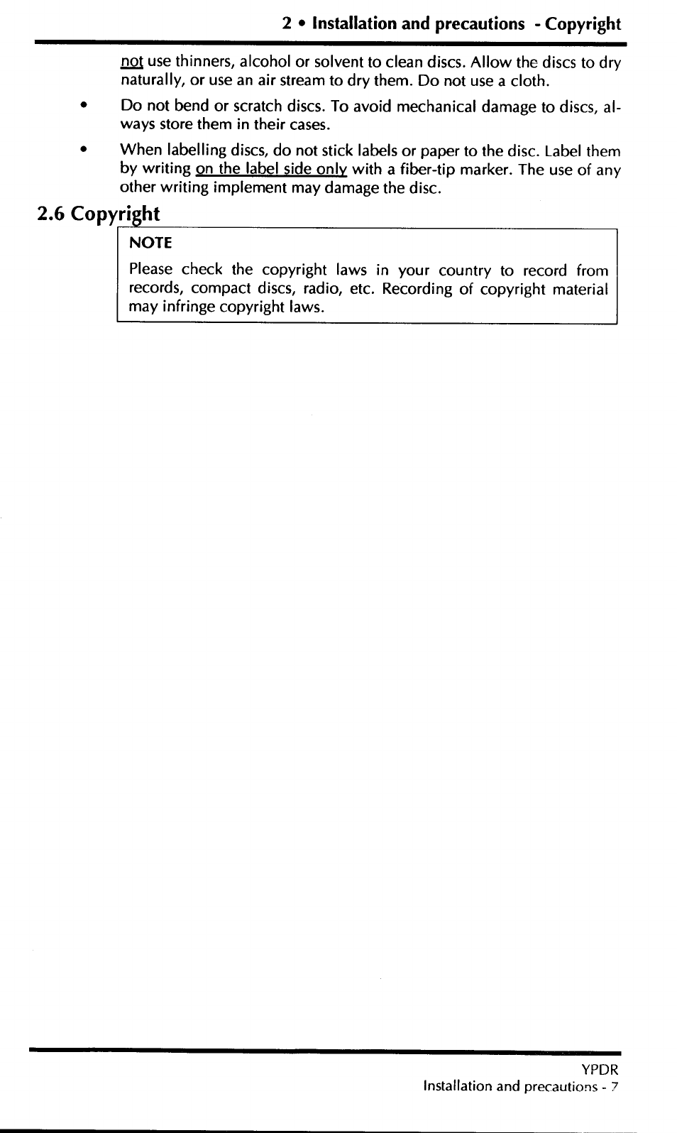 6 copyright | Yamaha YPDR601 User Manual | Page 11 / 42