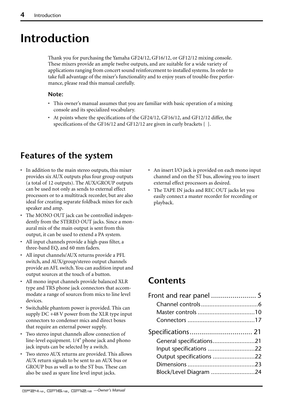 Yamaha GF12/12 User Manual | Page 4 / 26