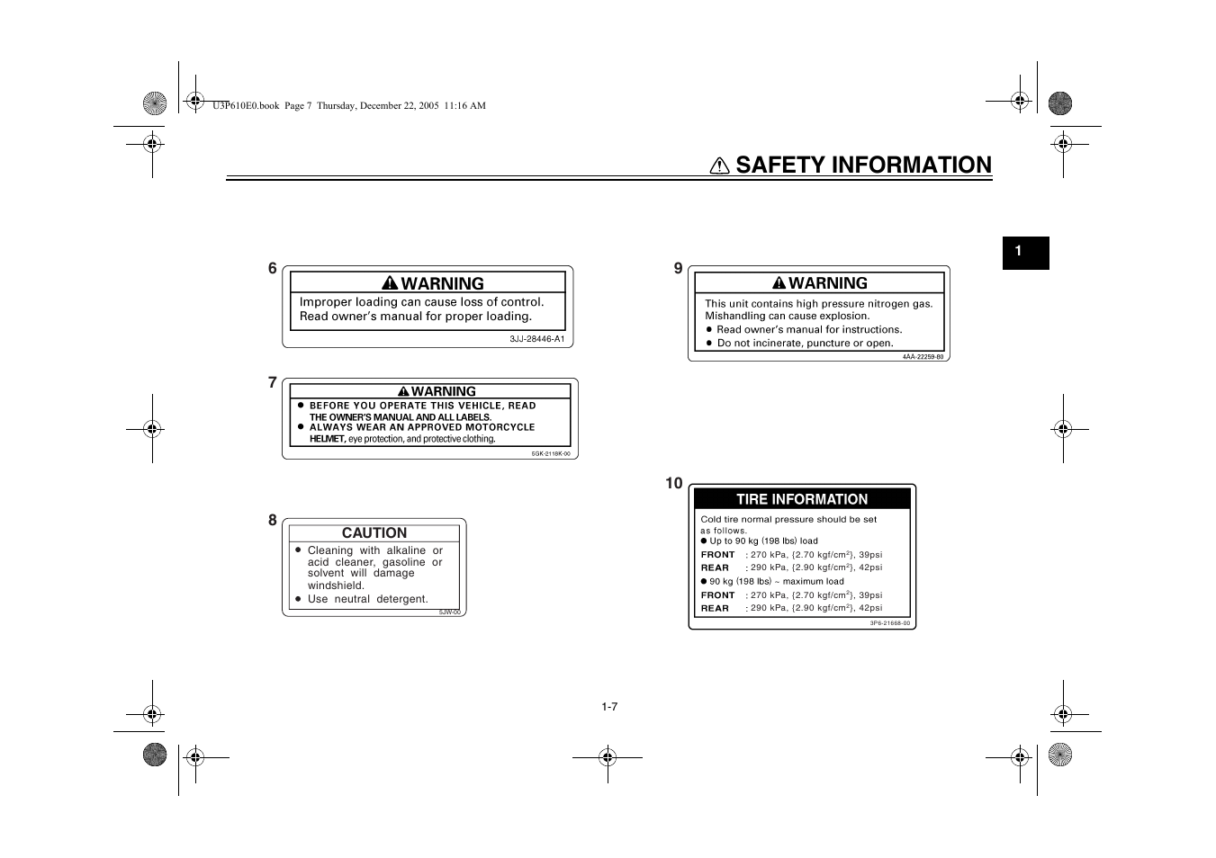 Safety information | Yamaha FJR13AV(C) User Manual | Page 15 / 111