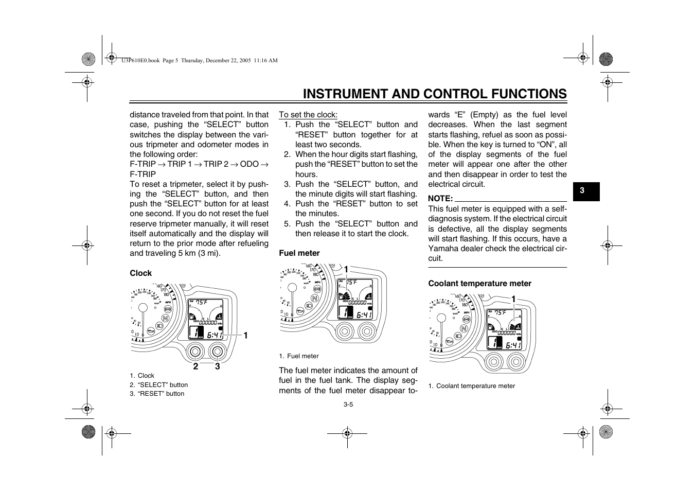 Instrument and control functions | Yamaha FJR13AV(C) User Manual | Page 23 / 111