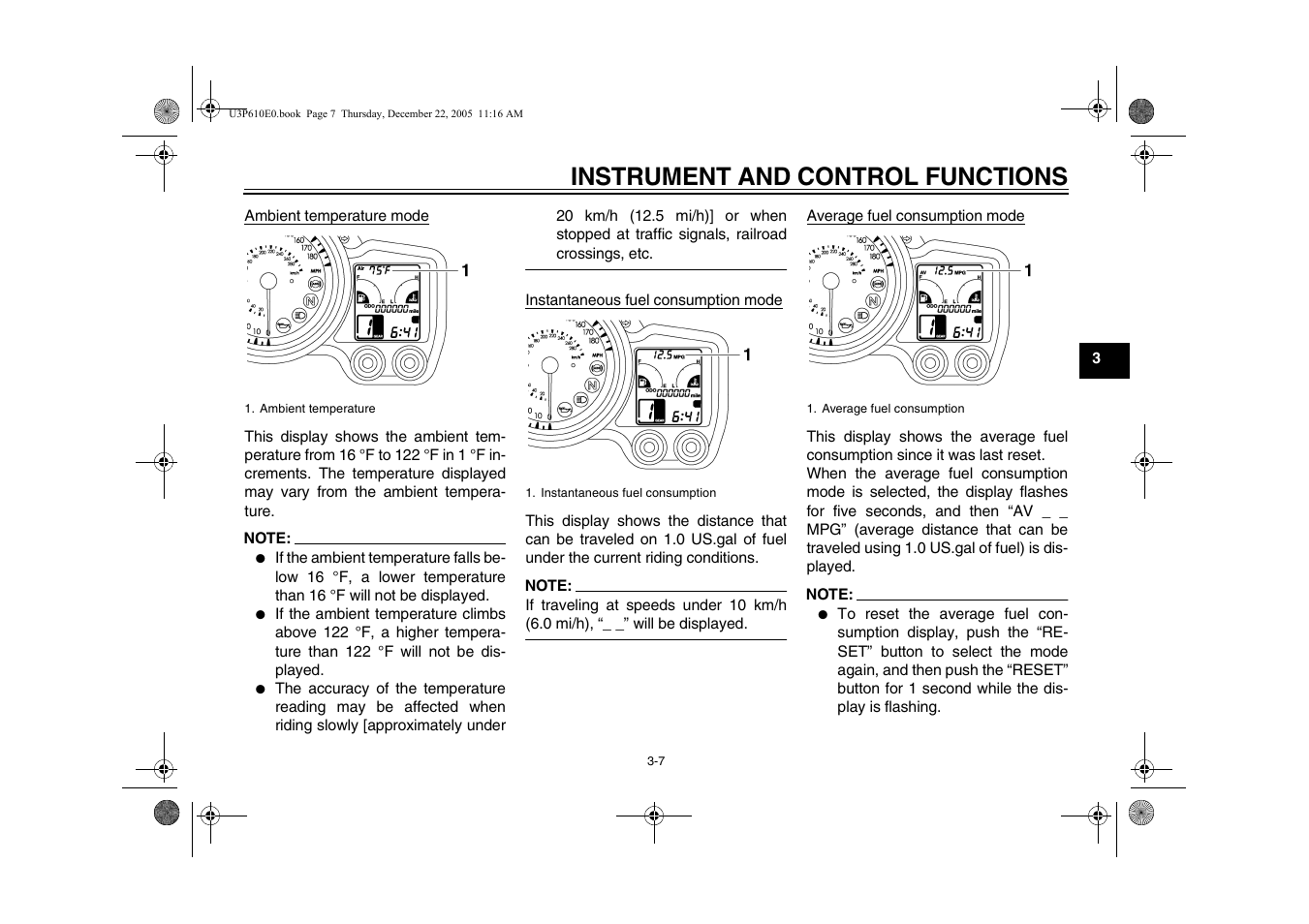 Instrument and control functions | Yamaha FJR13AV(C) User Manual | Page 25 / 111