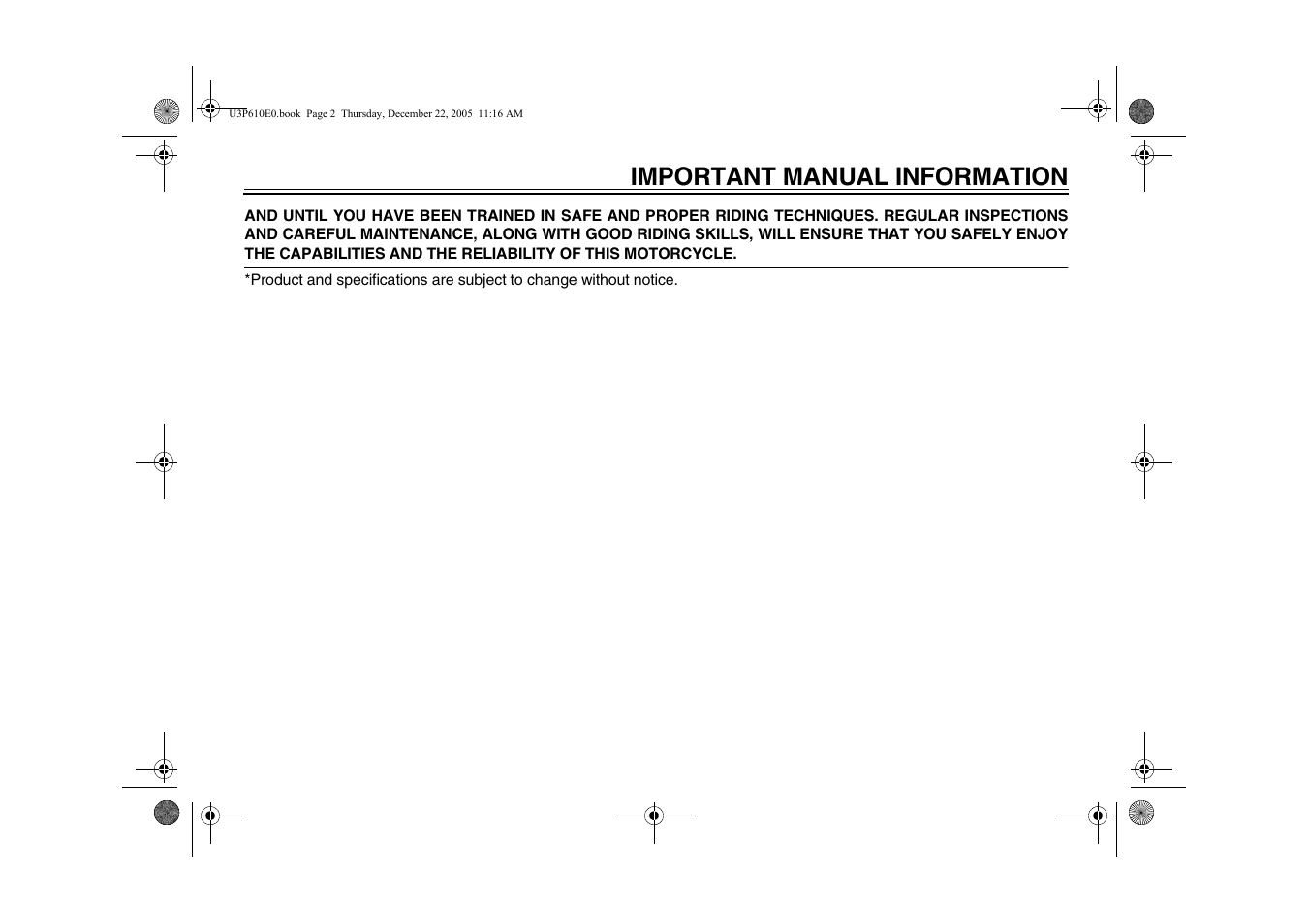 Important manual information | Yamaha FJR13AV(C) User Manual | Page 5 / 111
