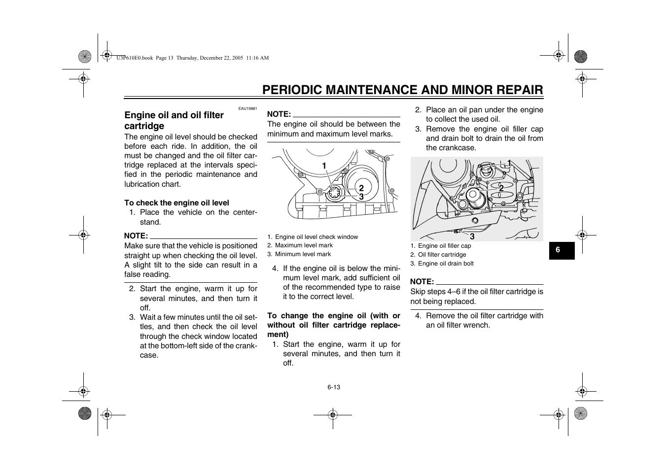 Engine oil and oil filter cartridge, Coolant -17, Periodic maintenance and minor repair | Yamaha FJR13AV(C) User Manual | Page 65 / 111