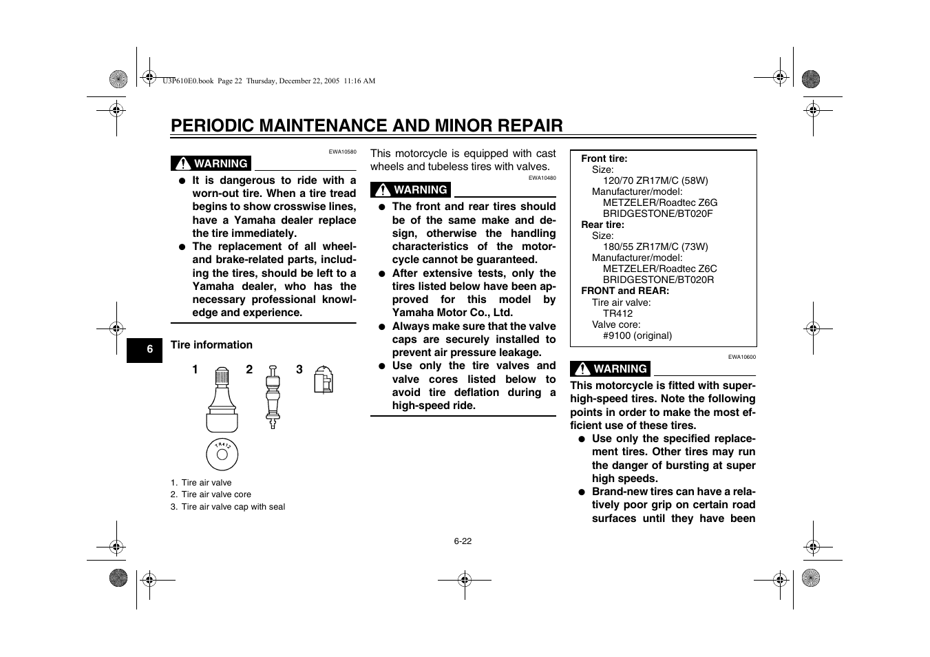 Periodic maintenance and minor repair | Yamaha FJR13AV(C) User Manual | Page 74 / 111