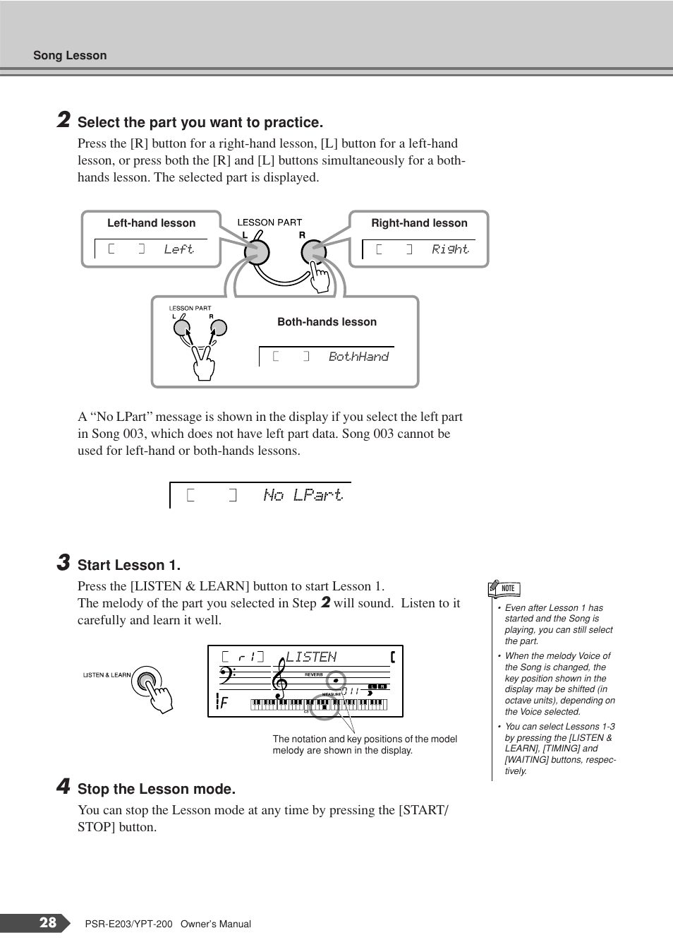No lpart | Yamaha YPT-200  EN User Manual | Page 28 / 68