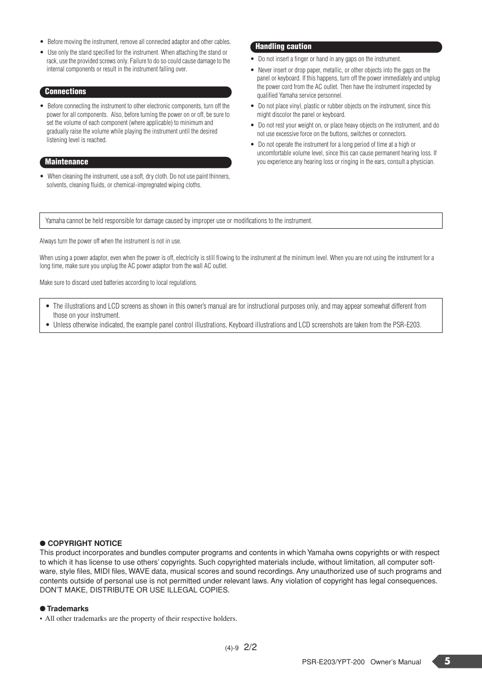 Yamaha YPT-200  EN User Manual | Page 5 / 68