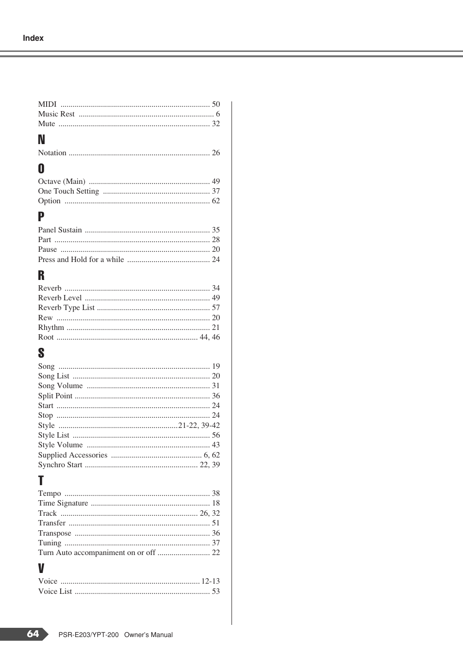 Yamaha YPT-200  EN User Manual | Page 64 / 68