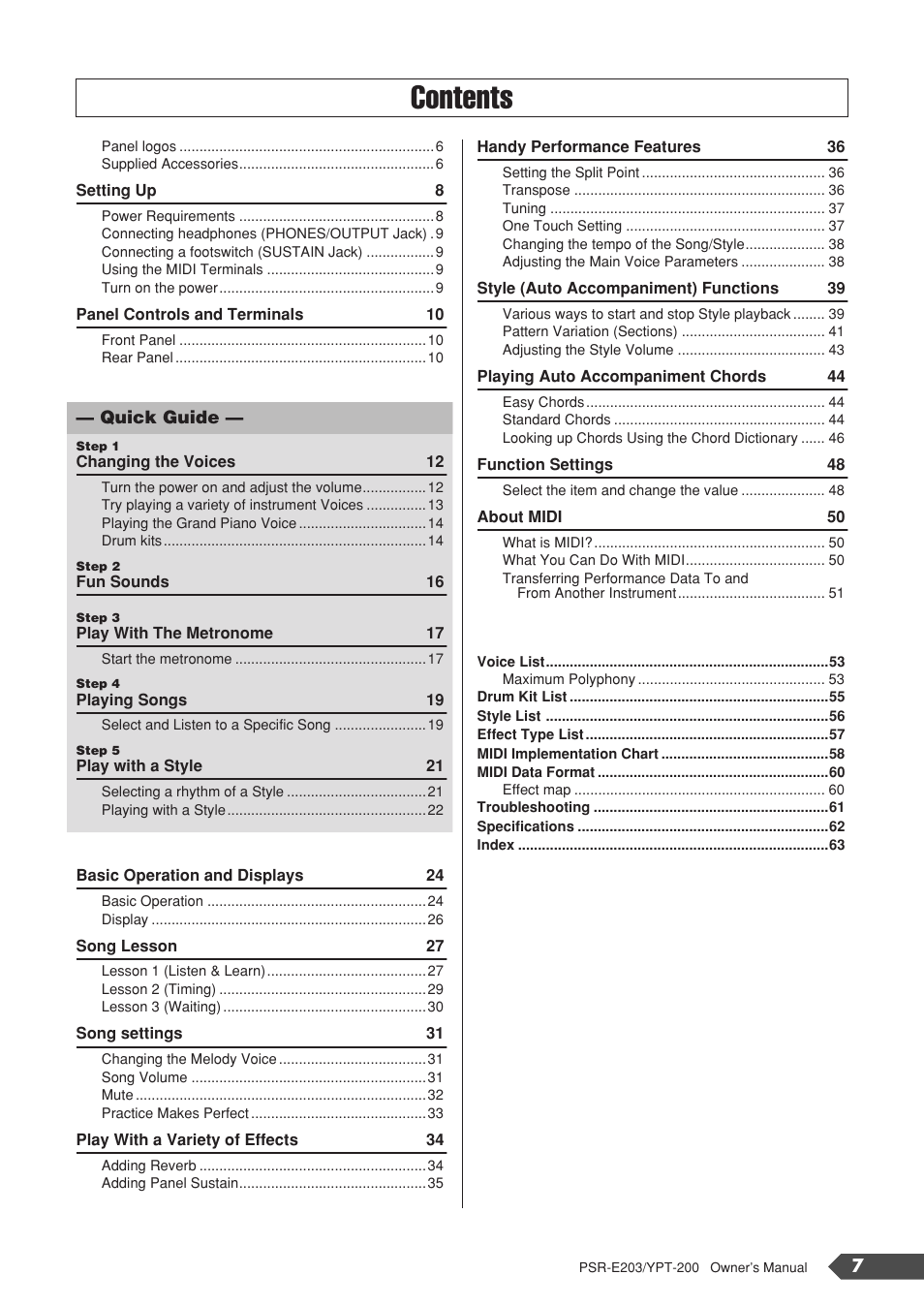 Yamaha YPT-200  EN User Manual | Page 7 / 68