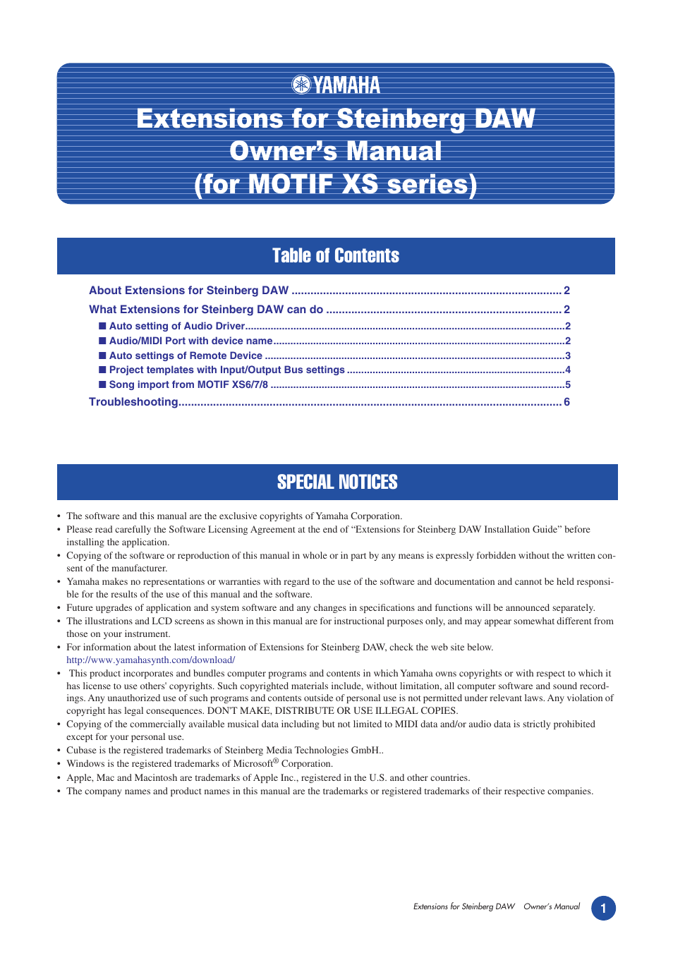 Yamaha MOTIF XS6/7/8 User Manual | 7 pages