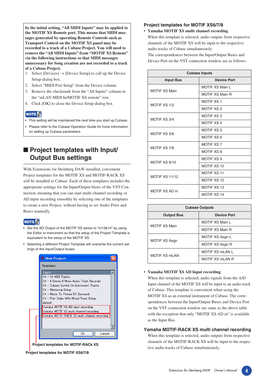 Project templates with input/output bus settings, Project templates with input/ output bus settings | Yamaha MOTIF XS6/7/8 User Manual | Page 4 / 7