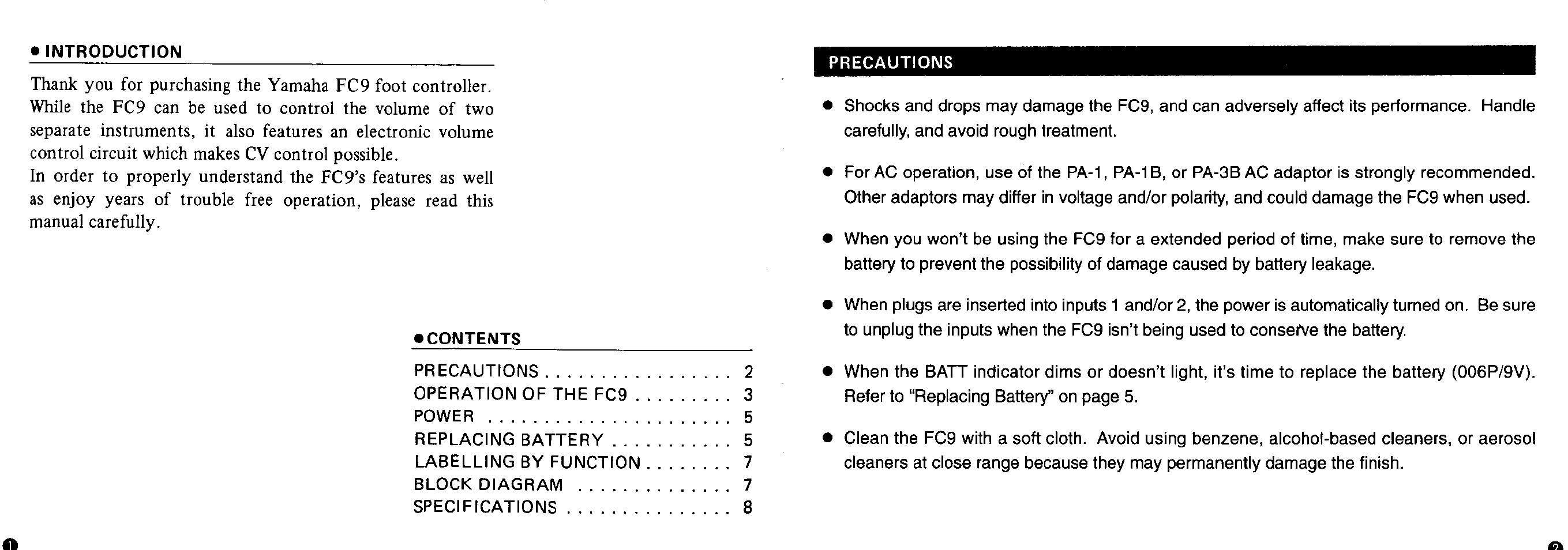 Yamaha Foot Controller FC9 User Manual | Page 3 / 7