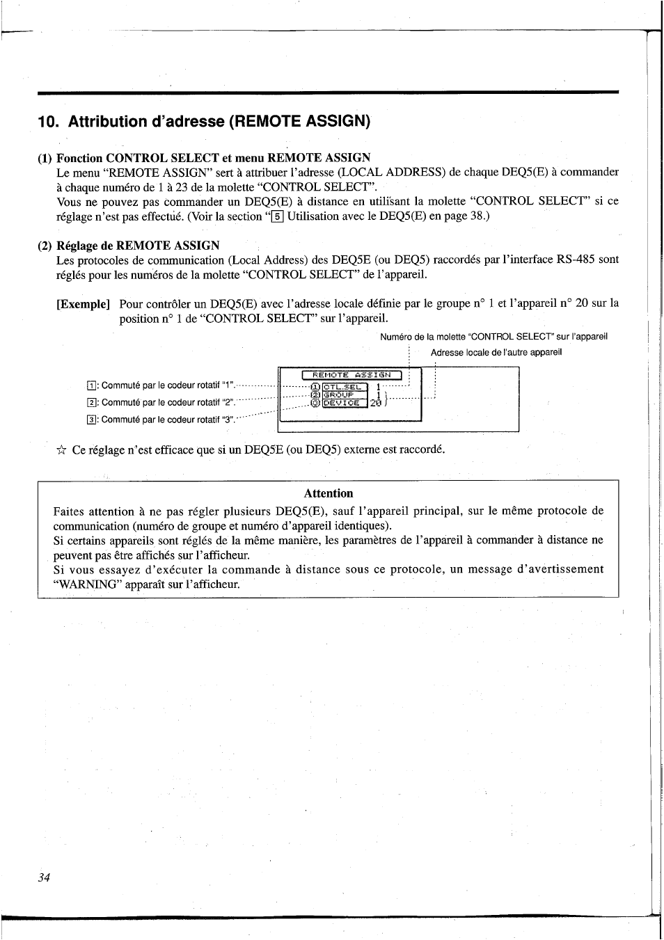 Attribution d’adresse (remote assign) | Yamaha DEQ5 User Manual | Page 101 / 191