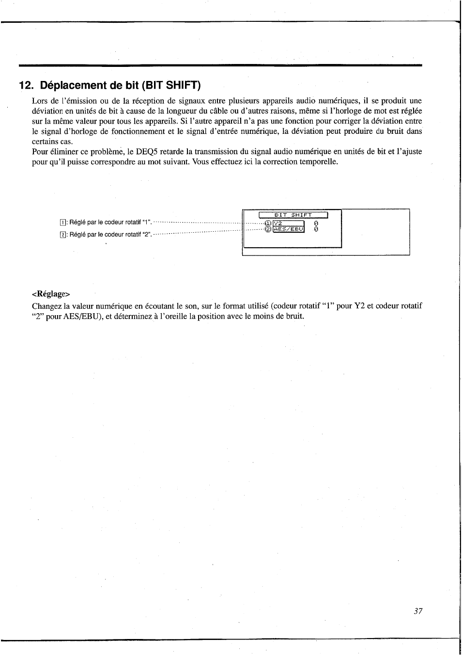 Déplacement de bit (bit shift), Réglage | Yamaha DEQ5 User Manual | Page 104 / 191