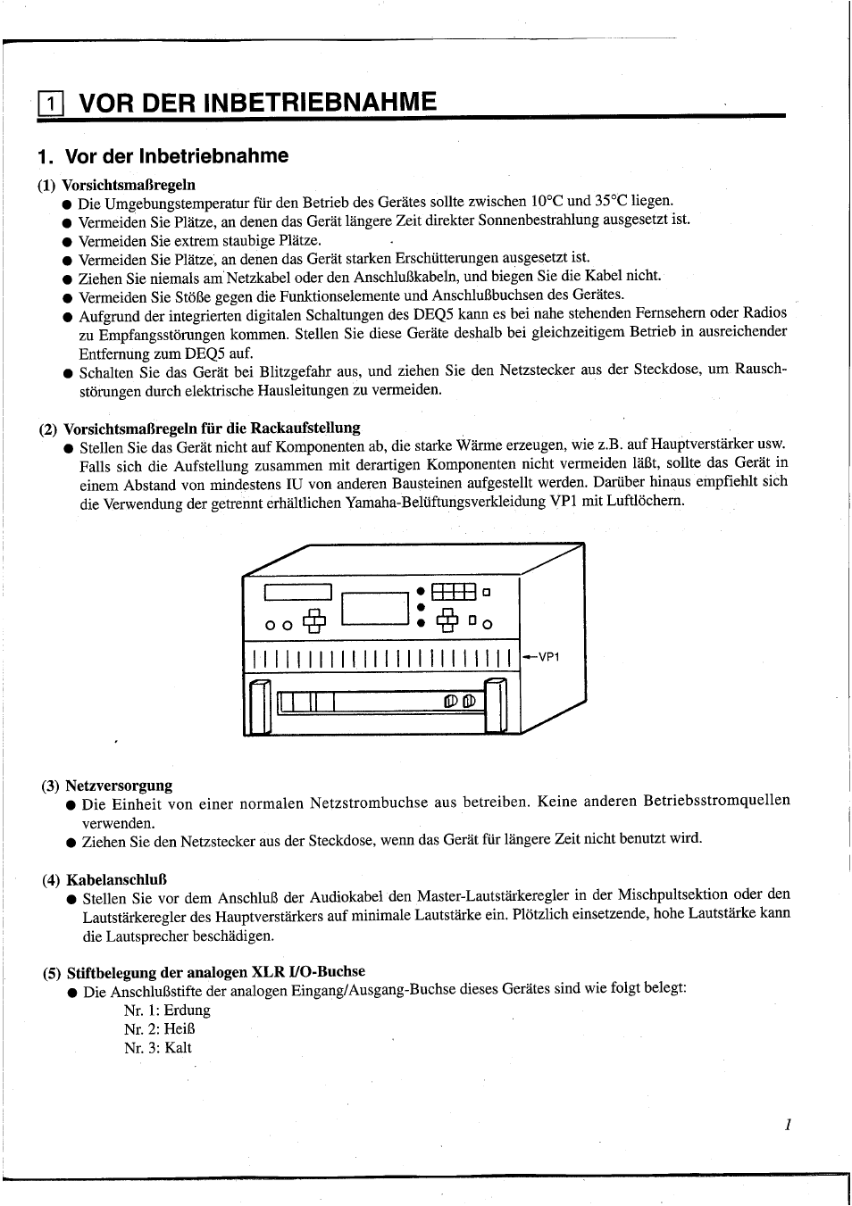 H vor der inbetriebnahme, Vor der inbetriebnahme, T| vor der inbetriebnahme | Yamaha DEQ5 User Manual | Page 129 / 191