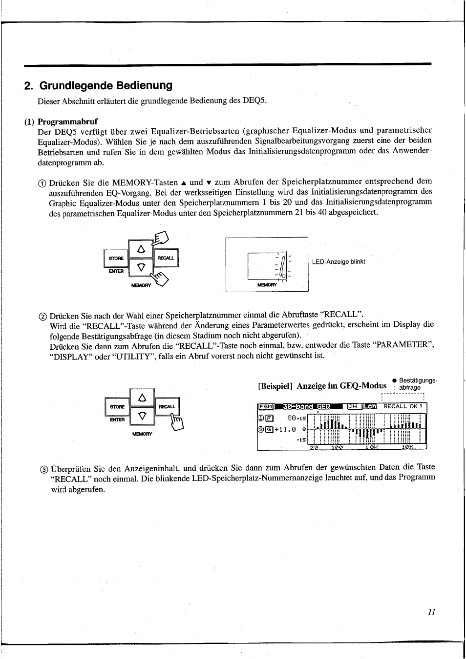 Grundlegende bedienung, 1) programmabruf, Iii liii. _liii üll ' 7!! i | Yamaha DEQ5 User Manual | Page 139 / 191