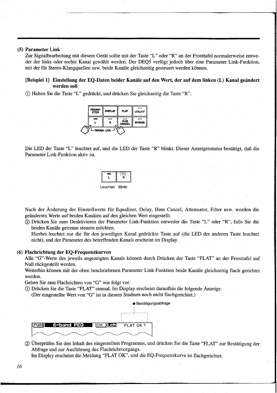 5) parameter link, 6) flachrichtung der eq-frequenzkurven, Band peq | Yamaha DEQ5 User Manual | Page 144 / 191