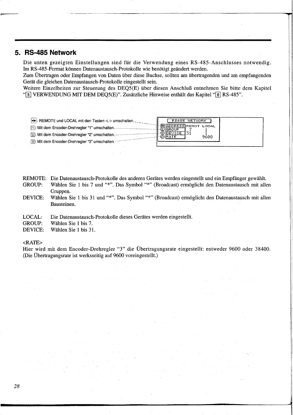 Rs-485 network | Yamaha DEQ5 User Manual | Page 156 / 191