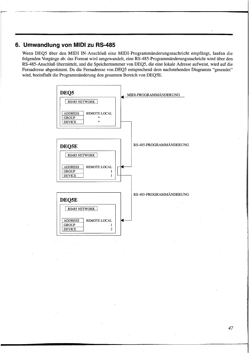 Umwandlung von midi zu rs-485, Deq5e, Deq5 | Yamaha DEQ5 User Manual | Page 175 / 191