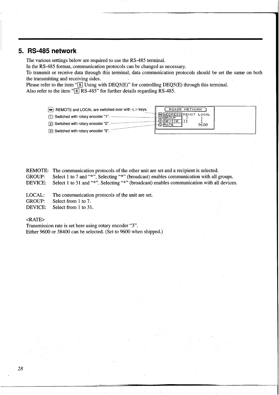 Rs-485 network | Yamaha DEQ5 User Manual | Page 34 / 191