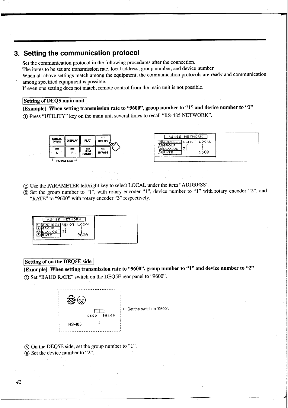 Setting the communication protocol | Yamaha DEQ5 User Manual | Page 48 / 191