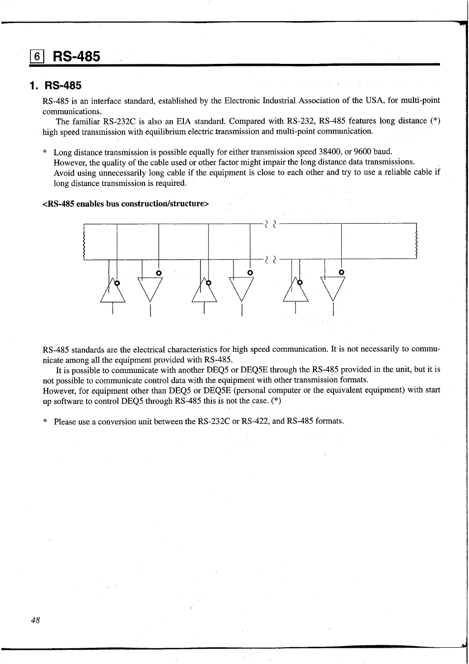 Ii rs-485, Rs-485, Rs-485 enables bus construction/structure | E rs-485 | Yamaha DEQ5 User Manual | Page 54 / 191