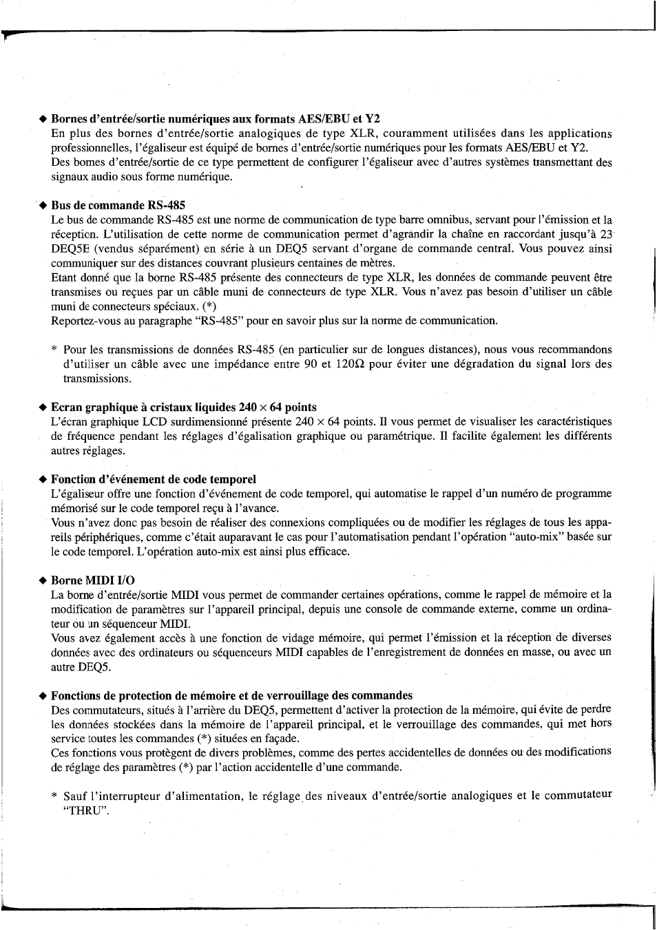 Bus de commande rs-485, Fonction d’événement de code temporel, Borne midi i/o | Yamaha DEQ5 User Manual | Page 66 / 191