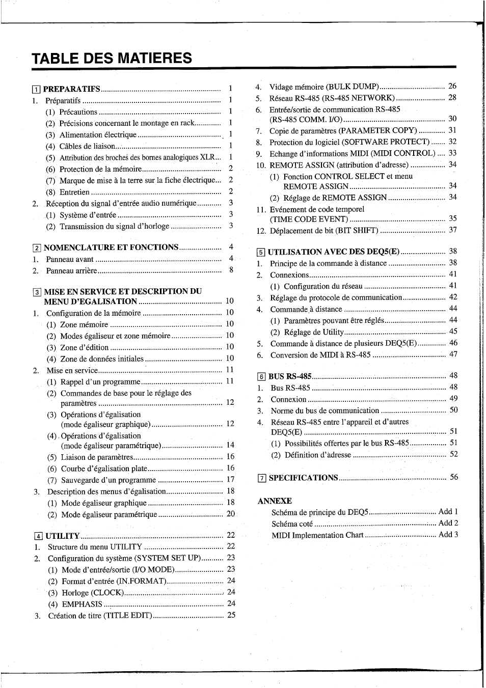 Table des matieres | Yamaha DEQ5 User Manual | Page 67 / 191