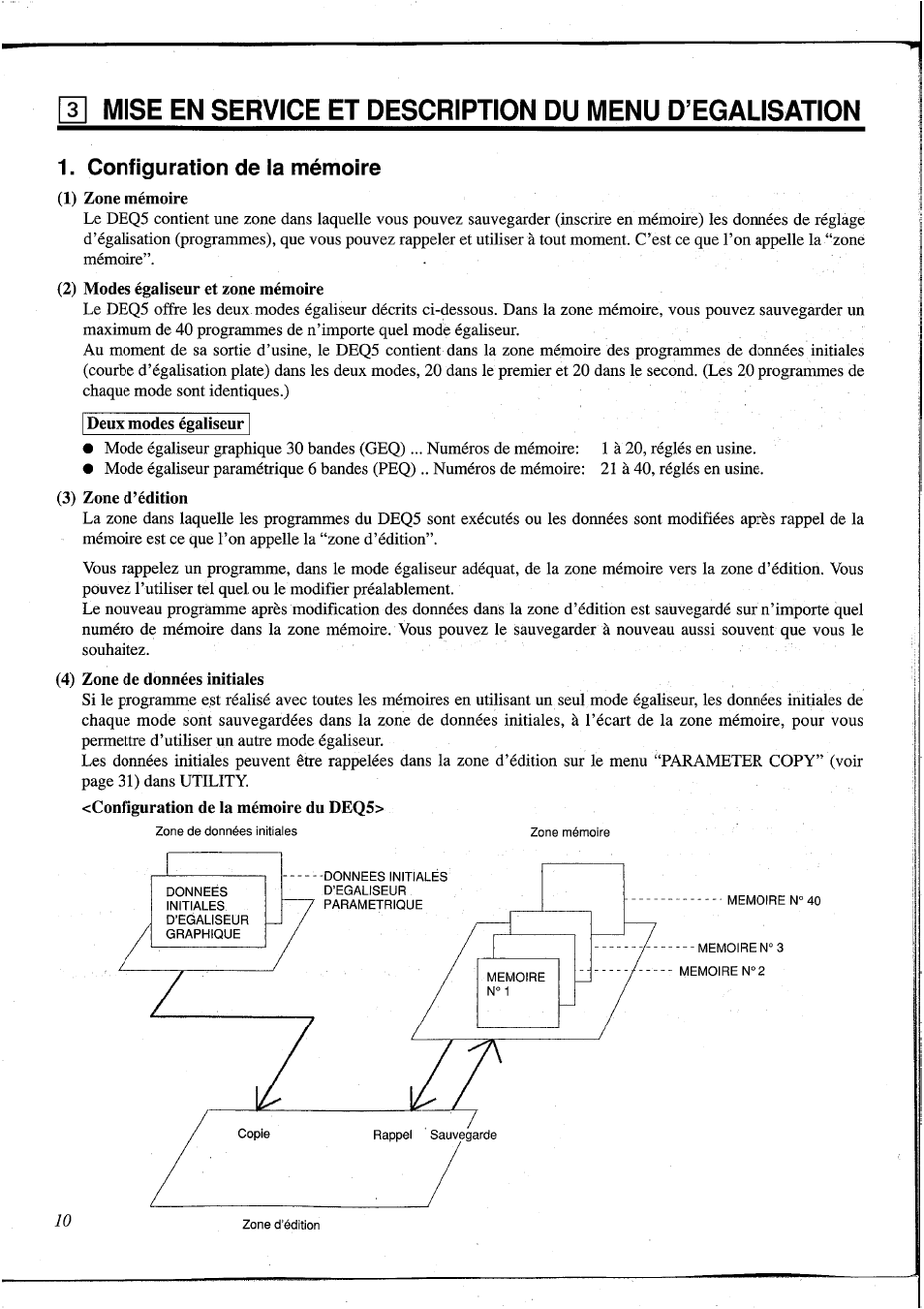 Configuration de ia mémoire, Configuration de la mémoire | Yamaha DEQ5 User Manual | Page 77 / 191