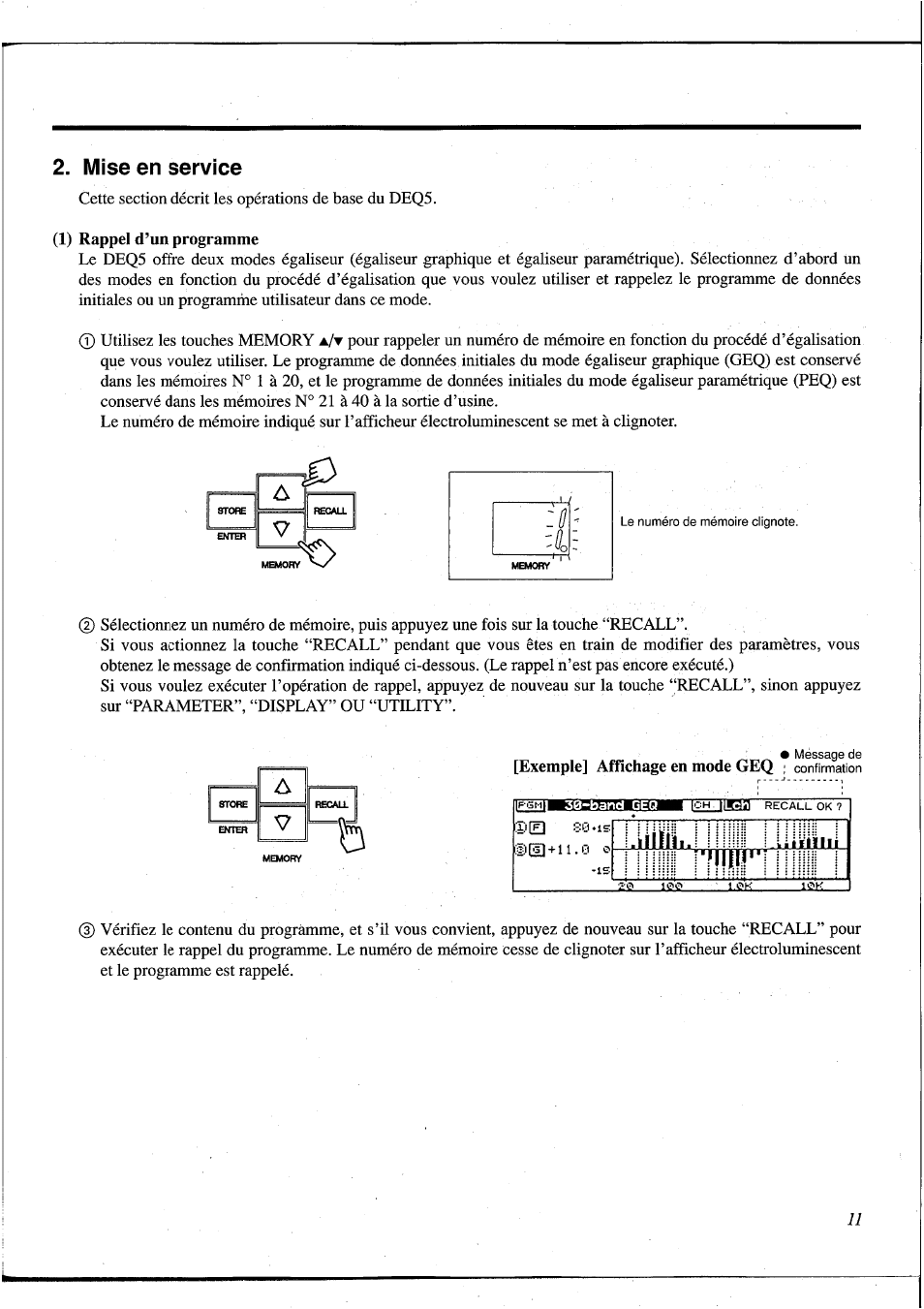 Mise en service, 1) rappel d’un programme | Yamaha DEQ5 User Manual | Page 78 / 191