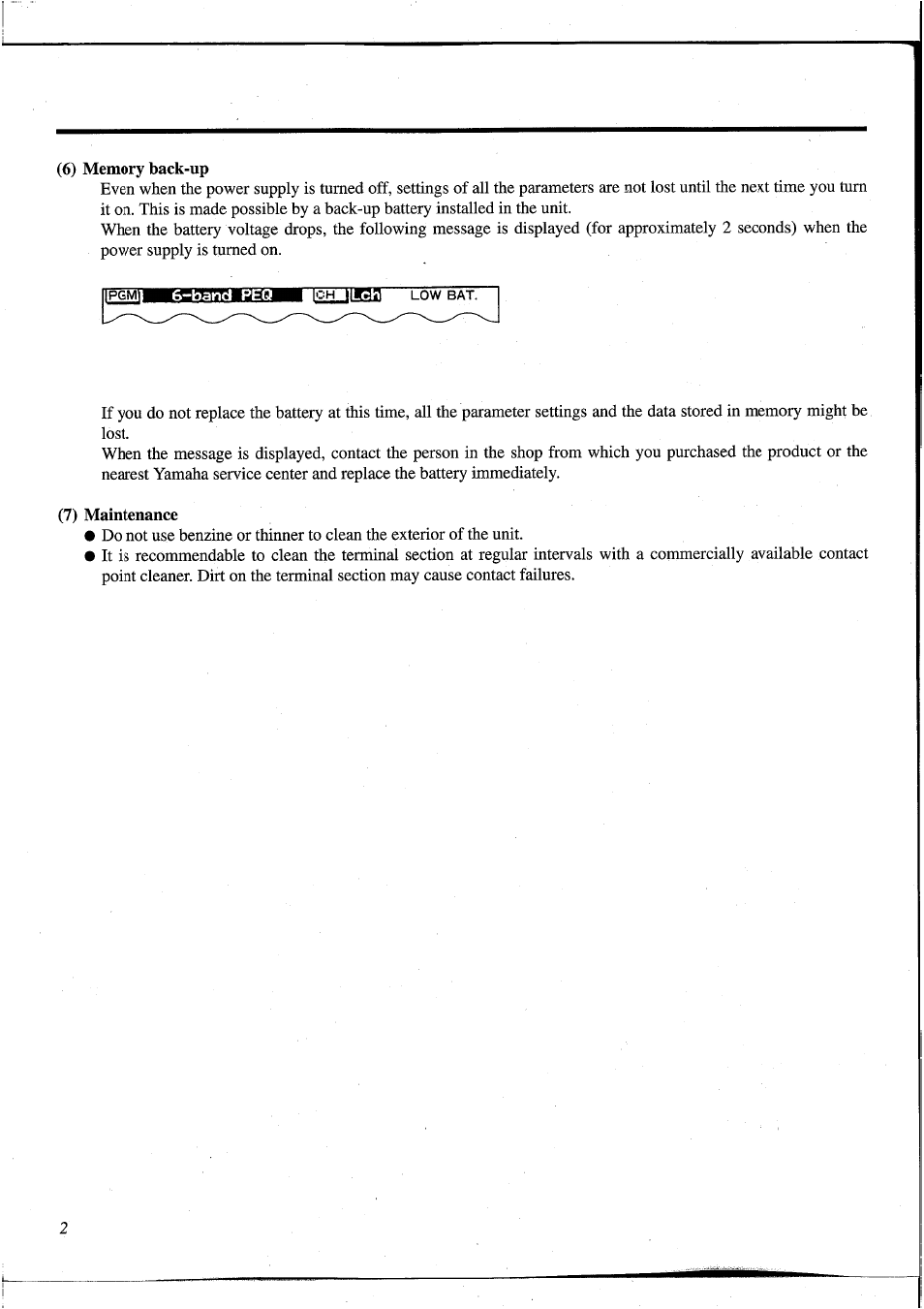 6) memory back-up, 6~band peq, 7) maintenance | 8) maintenance | Yamaha DEQ5 User Manual | Page 8 / 191