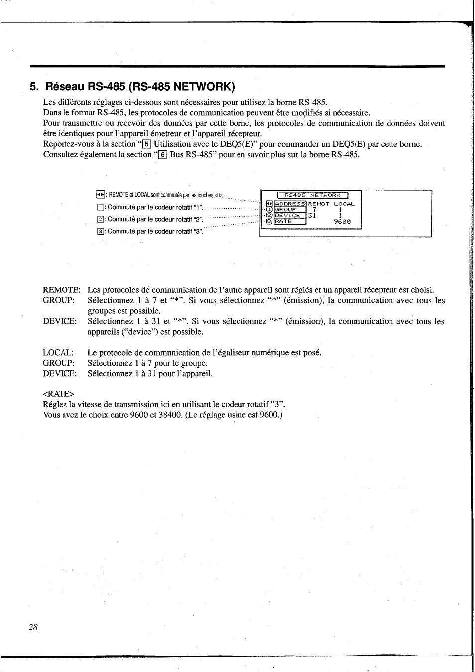 Réseau rs-485 (rs-485 network) | Yamaha DEQ5 User Manual | Page 95 / 191