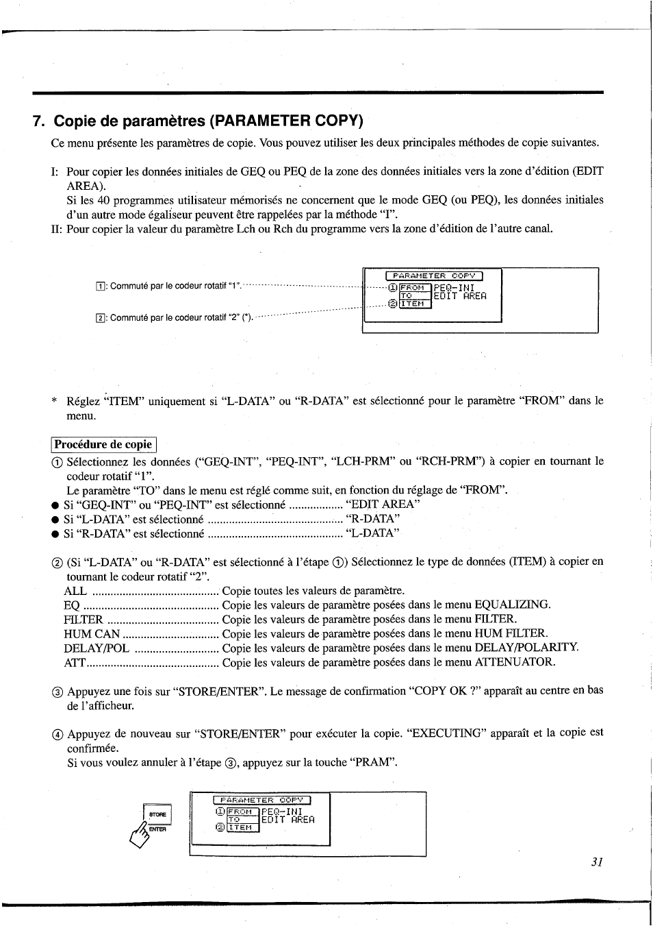 Copie de paramètres (parameter copy) | Yamaha DEQ5 User Manual | Page 98 / 191