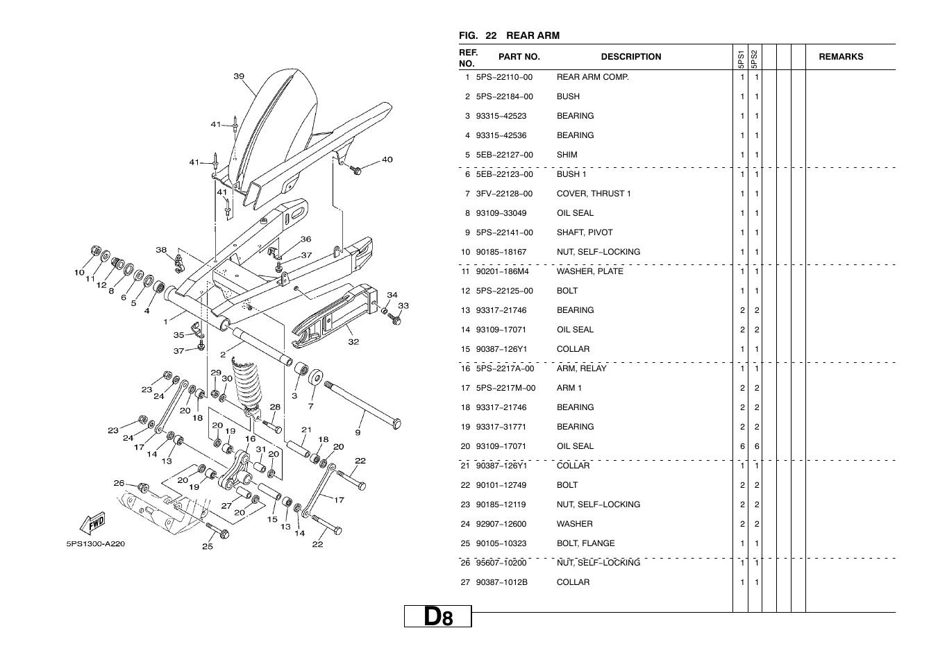 Rear arm | Yamaha TDM900P User Manual | Page 41 / 79
