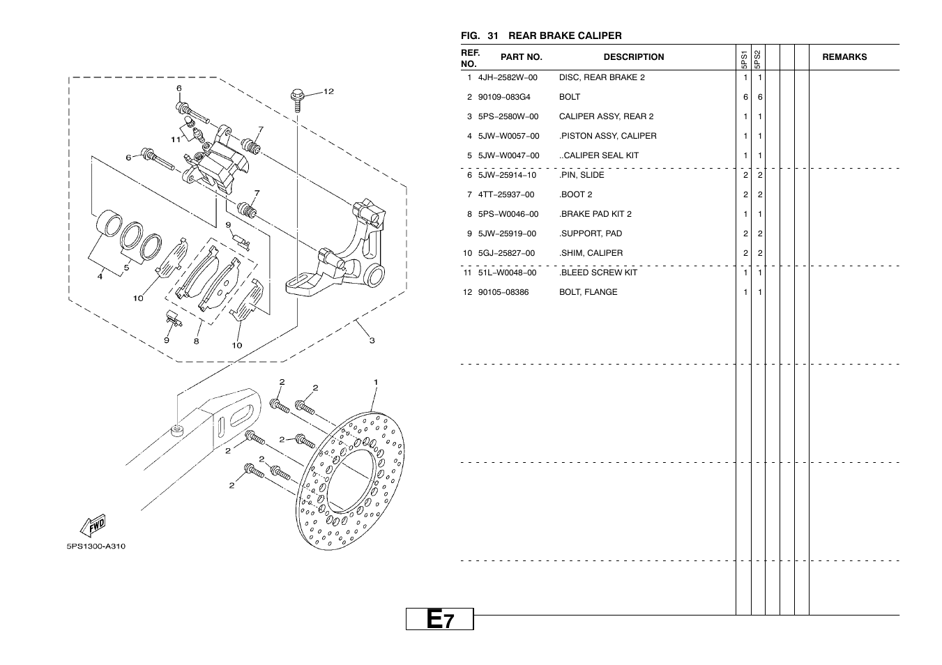 Rear brake caliper | Yamaha TDM900P User Manual | Page 54 / 79