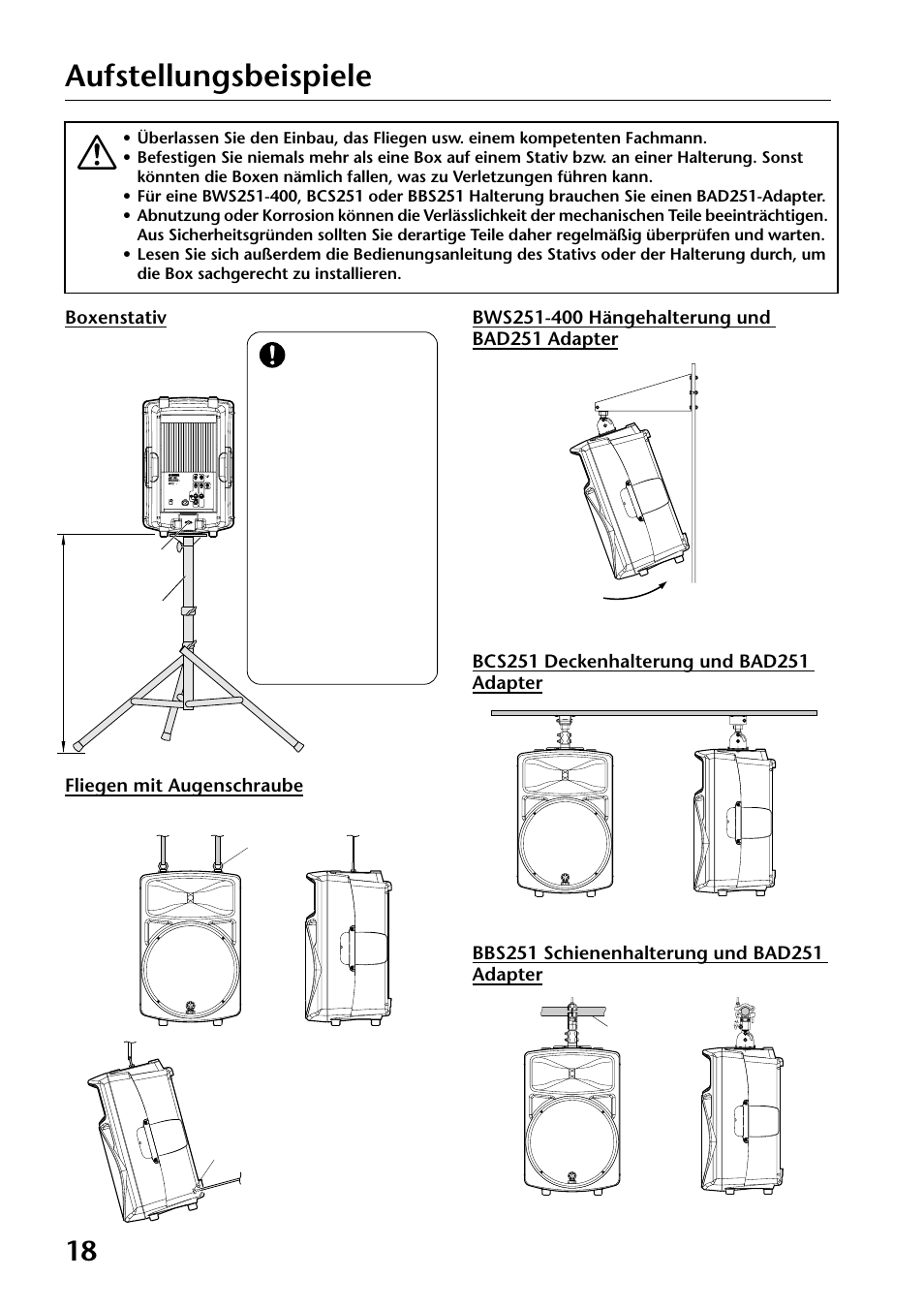 Aufstellungsbeispiele | Yamaha MS400 User Manual | Page 18 / 24