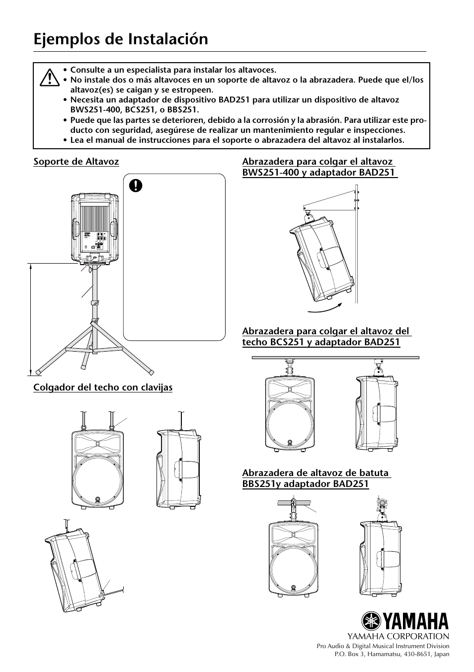 Ejemplos de instalación | Yamaha MS400 User Manual | Page 24 / 24