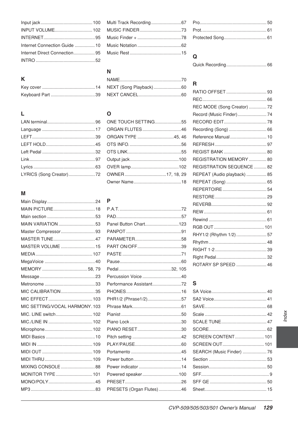 Yamaha CLAVINOVA CVP-505 User Manual | Page 129 / 138